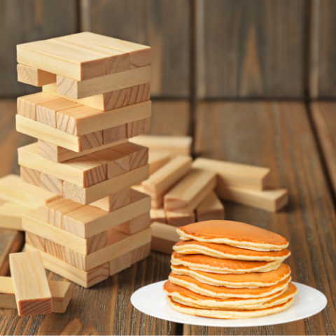 jenga and pancakes